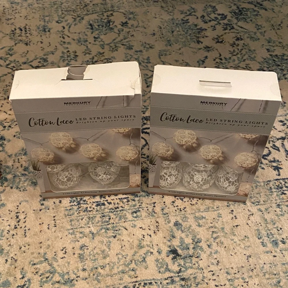 Mercury Innovations Cotton Clear Globe LED String Lights wrapped in white lace.